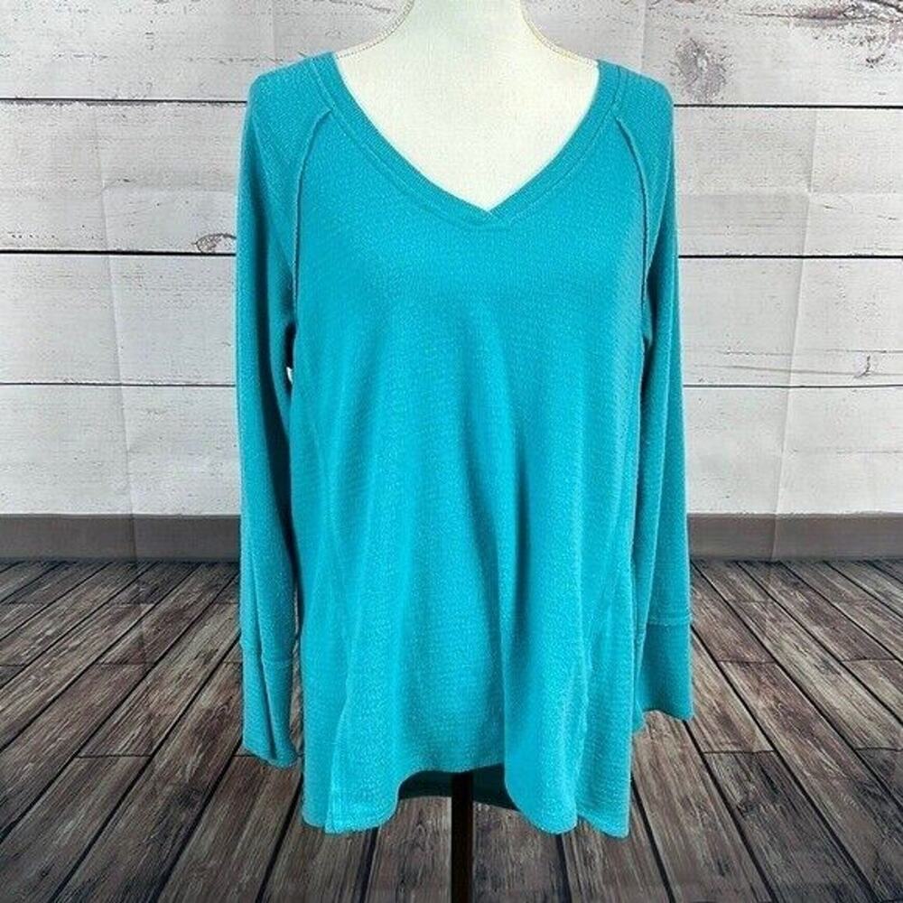 Wildfox Sweater Womens Medium Blue Boxy Brushed Knit pull over Soft Minimalist
